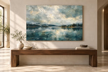 Load image into Gallery viewer, Textured Blue Gray Seascape Painting — room interior