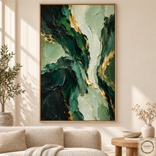Load image into Gallery viewer, Emerald Abstract Art in Scandinavian Oak Frame.png