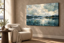 Load image into Gallery viewer, Textured Blue Gray Seascape Painting — room interior