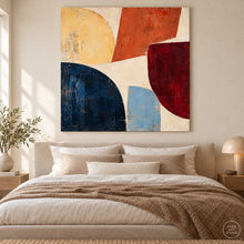 Load image into Gallery viewer, Warm Beige Geometric Abstract Painting — artwork displayed in interior