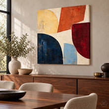 Load image into Gallery viewer, Warm Beige Geometric Abstract Painting — artwork displayed in interior