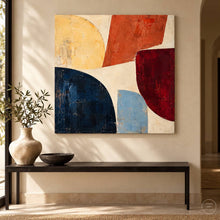 Load image into Gallery viewer, Warm Beige Geometric Abstract Painting — artwork displayed in interior