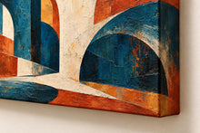 Load image into Gallery viewer, Blue and terracotta geometric painting — matching original Etsy gallery