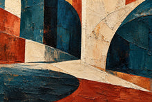 Load image into Gallery viewer, Blue and terracotta geometric painting — matching original Etsy gallery