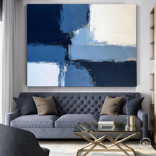 Load image into Gallery viewer, Large Blue Gray Abstract Oil Painting