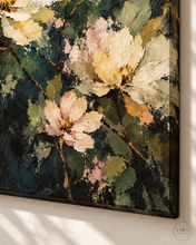 Load image into Gallery viewer, Night Garden Floral Painting in Blush and Ivory — painted texture detail 2