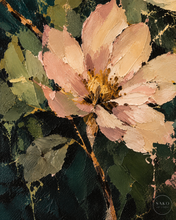 Load image into Gallery viewer, Night Garden Floral Painting in Blush and Ivory — painted texture detail 3