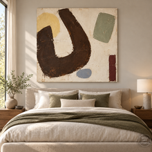 Load image into Gallery viewer, Earth Tone Horseshoe Geometric Abstract Painting — room interior 3