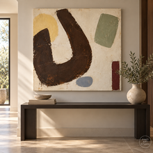 Load image into Gallery viewer, Earth Tone Horseshoe Geometric Abstract Painting — room interior 4