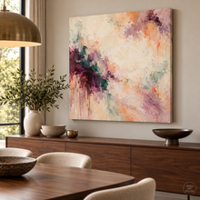 Load image into Gallery viewer, Ivory and Plum Expressive Abstract Painting — room interior 2