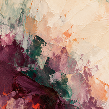 Load image into Gallery viewer, Ivory and Plum Expressive Abstract Painting — painted texture detail 3