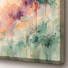 Load image into Gallery viewer, Apricot Mist and Emerald Abstract Painting — painted texture detail 1