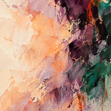 Load image into Gallery viewer, Apricot Mist and Emerald Abstract Painting — painted texture detail 2