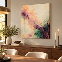 Load image into Gallery viewer, Plum Gesture in Ivory Light Abstract Painting — room interior 2