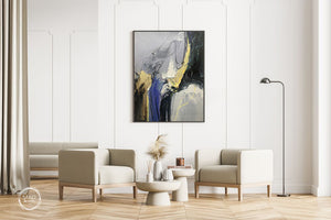 Abstract Gold & White Painting Original