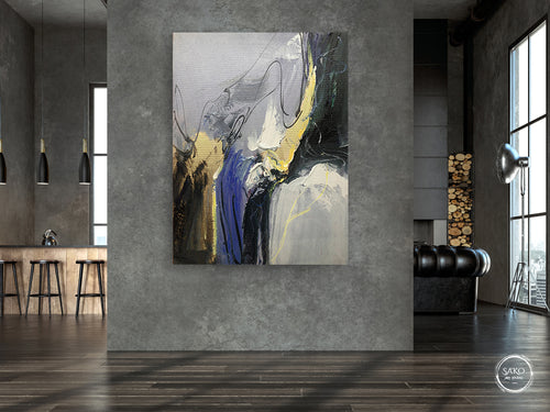 Abstract Gold & White Painting Original