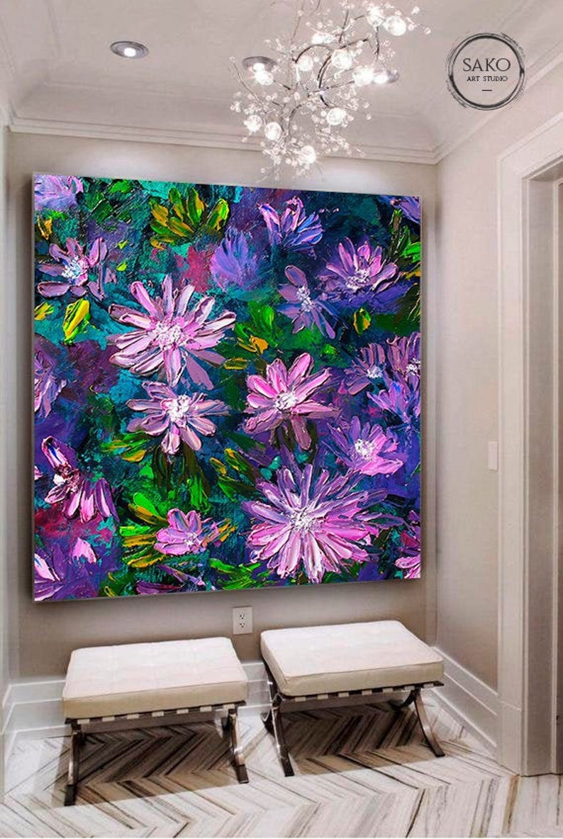Purple Flower Paintings On Canvas
