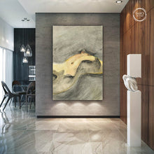 Load image into Gallery viewer, Beige and Charcoal Abstract Figurative Painting