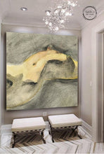 Load image into Gallery viewer, Beige and Charcoal Abstract Figurative Painting