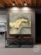 Load image into Gallery viewer, Beige and Charcoal Abstract Figurative Painting