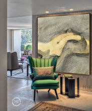 Load image into Gallery viewer, Beige and Charcoal Abstract Figurative Painting