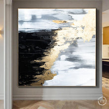 Load image into Gallery viewer, Black White Gold Painting