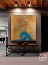 Load image into Gallery viewer, Golden emeralds on canvas