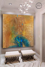 Load image into Gallery viewer, Golden emeralds on canvas