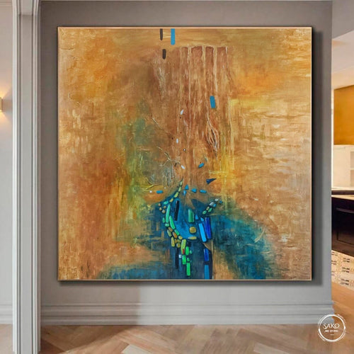 Golden emeralds on canvas