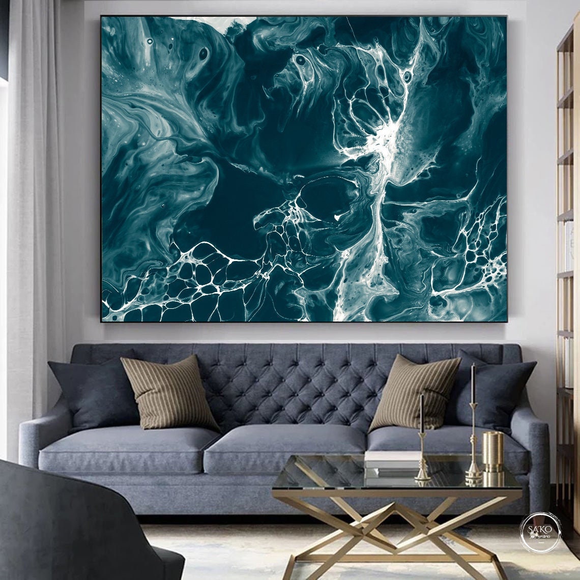 Dark blue white ocean