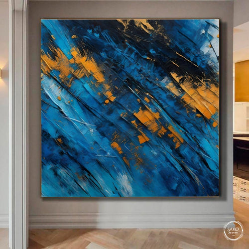 Gold Wave Painting Blue Painting