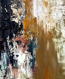 Abstract Gold & White Painting Original